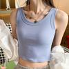 Verano Nuevo Camisola de Mujer Cuello U Ropa Exterior Ajustada Anti-Exposición Sin Mangas Cubre Pecho Talla Grande Top Básico