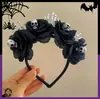 Nuevo Pasador de Encaje Cruzado de Halloween para Mujer, Accesorio de Pinza Lateral con Forma de Corazón y Lazo Estilo Gótico Oscuro