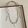 Colar Duplo Trançado com Pingente Estrela Doce e Cool de Alto Padrão Corrente de Pescoço Corrente para Clavícula Feminina Sexy Estiloso Tendência de Moda