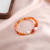 Nova Pulseira Estilo Chinês Topázio Ágata Vermelha Ágata Verde Tianshan Cristal Branco Fantasma Pulseira Círculo Duplo Flor de Concha Moda Combina com Tudo
