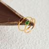Estilo coreano Dongdaemun Niche Design Fine Circle personalizado titânio aço banhado a ouro anel incrustado com joias coloridas de pedra de cristal