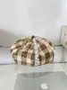 Boina de Encaje a Cuadros Estilo Japonés Y2K para Mujer, Delgada y Transpirable para Primavera y Verano, Gorra de Periodista Linda, Gorra Octagonal