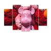 Pintura Decorativa para Sala de Estar da Marca Trendy Urso Violento Moderna de Luxo Leve Mural de Cinco Painéis Parede de Fundo para Sofá Pintura para Pendurar sem Moldura para Sala de Estar