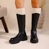 Botas altas de peluche de doble uso más vendidas con suelas gruesas, botas de equitación antideslizantes con hebilla de cinturón, botas largas cálidas para mujer para otoño e invierno