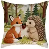 Funda de Almohada de Pascua de Animales Lindos, Funda para Cojín de Sofá con Bordado de Imitación de Conejo, Decoración de Pascua