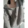 Enviado: Suéter casual de punto trenzado, con capucha, holgado, a la moda, estilo chic coreano, nueva colección de otoño, ropa para mujer, prenda exterior de estilo relajado