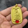 Colgante Nuevo de Calcedonia Natural con Incrustaciones Antiguas de Oro de Guanyin Buda Dragón, Colgante con Incrustaciones de Calcedonia Transparente como el Hielo, Suministro al por Mayor