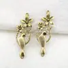 Joias DIY quentes feitas à mão nova moda pulseira vintage pingente de flor dupla pendurada pássaro videira pingente atacado