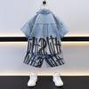 Ropa para Niños Traje de Verano para Niños Estilo Coreano Ropa Handsome para Niños 2025 Nuevo Conjunto Deportivo Delgado de Mezclilla de Dos Piezas para Niños
