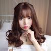 Peluca al por mayor de fábrica para mujer, cabello rizado mediano y largo, rostro redondo, flequillo de aire, cabeza de flor de pera, set, Corea del Sur, flequillo pulcro, cabello rizado corto