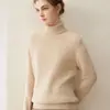 Suéter de cashmere 100% puro com gola alta para mulheres, nova cor sólida de outono e inverno, pulôver solto, camisa básica