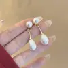 Pendientes de Plata Aguja Minimalistas y Únicos Estilo Francés Clásico Niche con Borla de Gota de Agua y Perlas, Dulces, Elegantes, Modernos y Frescos