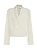 Suéter de punto de manga larga estilo francés UNSPOKE para mujer, jersey de cuello en V, elegante y sofisticado, diseño único, top estilizado