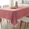 Poliéster Japonés Hilo Sencillo Teñido en Hilo Liso Encaje de Borlas Geométrico Rectangular Mantel Mantel de Mesa de Café Fabricante Venta al por Mayor