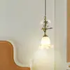 Luminária Pendente Vintage Flor Rosa de Cabeceira Lâmpada Pendente de Entrada de Corredor Latão Retrô Francês Onda de Água casagd Ferro