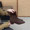 Versão em couro macio~ Botas femininas slim minimalistas vintage, bico quadrado elegante, aumento interno de altura, botinhas com zíper traseiro, botas elásticas afinadoras
