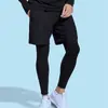 Pantalones de Fitness Falsos de Dos Piezas Pantalones Deportivos para Hombre Otoño e Invierno Correr al Aire Libre Entrenamiento Pantalones Largos Dash Baloncesto Mallas Ajustadas