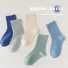 24 Calcetines Infantiles Otoño Transpirables Algodón Calcetines de Caña Media Ins Niñas Estilo Coreano Color Sólido Otoño e Invierno Puño Suelto Calcetines para Bebé