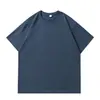 220g 40 Unidades Camiseta 100% Algodón Pesada Manga Corta Holgada Hombro Caído Doble Aguja Lisa Camisa Cultural Ropa de Trabajo Personalizada