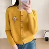 Novo suéter de malha floral estilo coreano para outono e inverno, elegante e doce para mulheres - moderno, rejuvenescedor, versátil e modelador