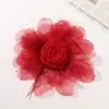 Nuevo Estilo Nacional Chinoiserie Tela de Malla Pluma de Avestruz Rosa DIY Corsage Hecho a Mano Flor de Cuello Tocado Accesorios para Ropa