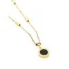 Cadena de Cuello Colgante Romano Simple Cadena para Mujer Cuadrada Grande Color Rosa Cadena de Acero de Titanio Cadena de Bolas de Barra Cuadrada Collar Sellfish Redondo Blanco y Negro