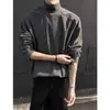 Nova camisa básica térmica de fleece dupla face para primavera e outono com gola alta, camiseta de manga longa com gola média, camada interna quente para o outono