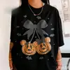 Tamanho europeu transfronteiriço2026 Halloween nova roupa de família camiseta de algodão com estampa de abóbora e rato para homens/mulheres