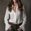 Camisa de Encaje Estilo Europeo y Americano para Mujer, Diseñada con Sentido de la Moda, Nuevo Modelo Primavera/Verano 2025, Blusa Delgada de Retazos, Top Elegante de Manga Larga