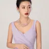 Collar de perlas artificiales de tres capas para mujer, accesorios de clavícula de estilo coreano, cadena de suéter de corte de lujo de alta sociedad de múltiples capas