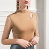 Nueva Camiseta Básica de Modal de Cuello Alto Medio para Otoño para Mujer, Chaleco Estilo Chaleco Delgado sin Mangas con Corte, Color Puro y Versátil