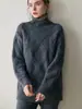 Novo Suéter de Caxemira Feminino Outono/Inverno 2026, Gola Alta, Comprimento Médio, Solto, Padrão de Diamante, Suéter de Tricô Grosso
