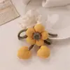 Moicano Fashion Novo Elástico de Cabelo com Flor para Meninas, Scrunchie para Coque, Corda Elástica para Rabo de Cavalo, Acessório de Cabelo Elástico