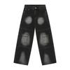 Mtlclothes Ropa para Hombre Holgada Desgastada Vintage Punk Motociclista Ropa de Trabajo Jeans Modernos