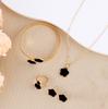 Versión coreana transfronteriza de la nueva moda de flor de cinco hojas, aretes de la suerte, collar, pulsera, anillo, juego de flor de cinco pétalos, fabricantes