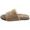 En stock nuevas zapatillas de verano peludas para mujer, populares, de moda, versátiles, con suela gruesa, para casa, tipo slip-on, de algodón