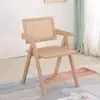 Cadeira trançada de rattan nórdico loja de milk tea casa casual encosto de madeira maciça braço cadeira pousada cadeira em k trançada de rattan cadeira de madeira maciça