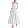 Vestido Novo de Cetim de Verão Aliexpress Longo de Baile 2026 Decote V Sem Mangas Longo Elegante