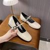 7221 Huidong Yixinda Punta Redonda Cuadrada Boca Baja Plata Zapatos Pequeños de Cuero Piso Plano Aumentado Suave Mary Jane Zapatos Individuales para Mujer
