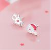 Pendientes Creativos de Cabina con Esmalte Goteado Aguja de Plata 925 para Mujer Estilo Coreano Lindo Simple Pequeños Pendientes Pendientes de Una Semana Colección para Mujer 11