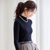 Camisa elegante de terciopelo de color liso con forro polar para mujer, interior cálido y grueso, corte ajustado, manga larga