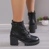 Botas Nuevas de Otoño e Invierno 2025 de Suela Gruesa con Hebilla de Cinturón para Mujer, Botines de Tacón Grueso de Estilo Británico Modernos y Versátiles para Mujer