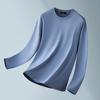 Camiseta de Manga Larga para Hombre de Algodón Mercerizado de Doble Cara con Amoniaco Líquido de Color Sólido Primavera y Otoño Peso Pesado Transpirable de Alta Gama Color Cálido Top para Hombre