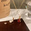 Collar de Calabaza de Doble Cara con Circonita Bañado en Oro Real Cadena para Suéter de Diseño Simple de Moda Joyería de Lujo Ligero de Nicho Venta al por Mayor