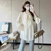 Nuevo chaleco de maternidad a la moda, de longitud media, corte holgado, adelgazante, elegante y favorecedor, un conjunto de dos piezas para mujeres embarazadas