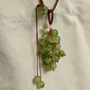 Pingente de Conta de Vidro em Cacho de Uva Verde Corrente de Personalidade Criativa Estilo Floresta Fresco Enrolado Acessório de Mochila Chaveiro