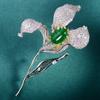 Planta de ramo textura resistente broche de Magnolia micro incrustado circonita accesorios para traje flor pin de ramillete femenino regalo