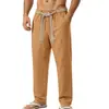 26 Anos de Novos Modelos para Comércio Exterior, Verão Casual Transfronteiriço Europeu e Americano Masculino Linho Havaiano Férias Deslocamento Respirável Cordão Calça Reta