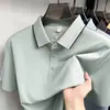 Camisa Polo Sem Costura de Linho e Seda com 80 Contagens para Homens, Novo Estilo Verão 2026, Camiseta Respirável de Seda Gelada de Secagem Rápida para Homens