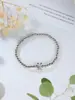 Pulsera de cuentas elástica con letra A pequeña brillante de globo 14k para niñas, pulsera de cuentas de cobre, nueva de otoño